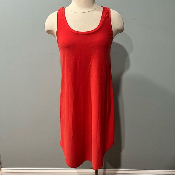 Leith Red Cayenne Racerback Curved Hem Tank Dress Size Small - Picture 2 of 7